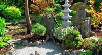 oriental garden design with sand garden