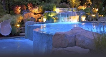 pool waterfall ideas on two tiered pools