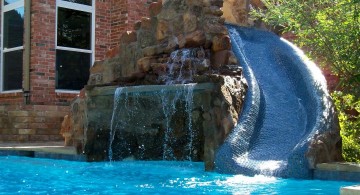 pool waterfall ideas with a slide