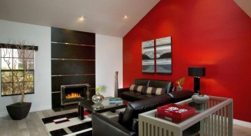red wall accent for with white and black