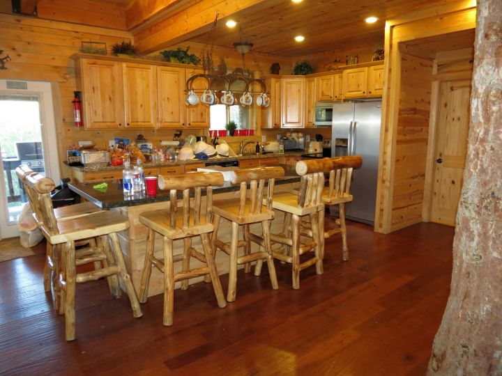 rustic kitchen island with seating for six