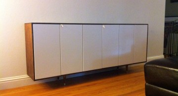 simple minimalist white lacquer credenza