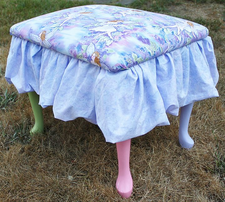 skirted vanity stool with colorful legs