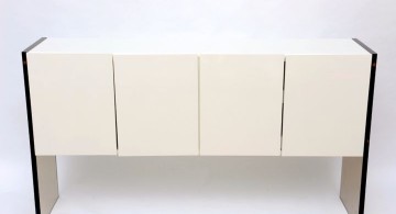 sleek and off white lacquer credenza