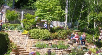 terraced flower garden by the pool