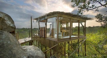 treehouse on stilts in Africa