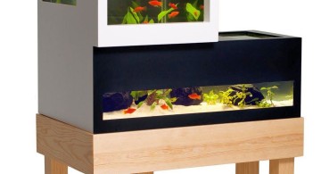 two tiered monochrome contemporary fish tank