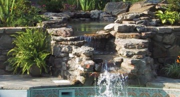two tiered pool waterfall ideas