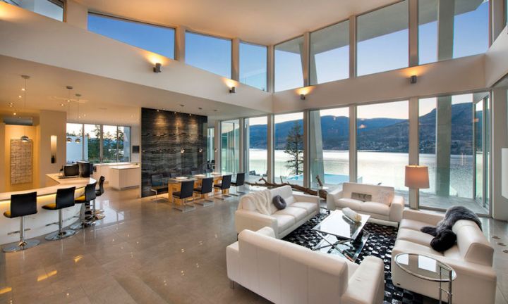 ultramodern lake house interior
