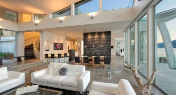 ultramodern lake house living room