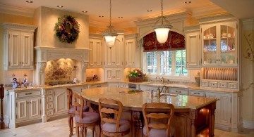 warm and cozy kitchen island with seating for six