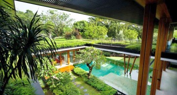 water lily house pool view