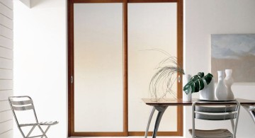 wood lined modern glass door