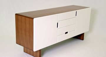 wood stand white lacquer credenza