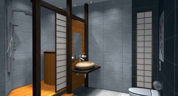 Japanese bathroom designs with paper doors
