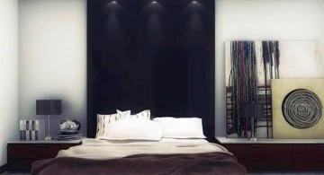 bachelor bedroom decorating ideas with black panel as headboard