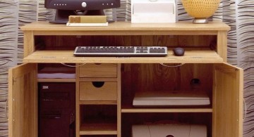 basic hideaway desk designs for computer with printer shelf at the bottom