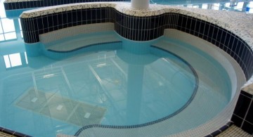 blue white and black mosaic tiles best pool tile