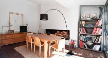 bookshelves in dining room for urban apartments