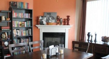 bookshelves in dining room tuscan style