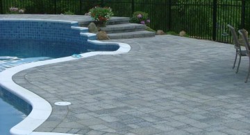 brick paved pool deck stone with thin linings