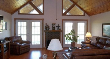 cathedral ceiling living room in earth tone