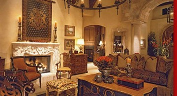 classic tuscan living room designs with old chandelier