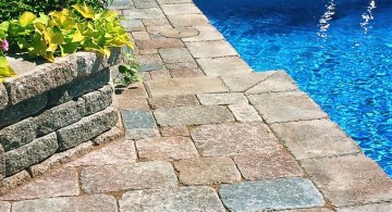 colorful river stone pool deck stone