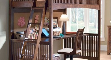 compact adult loft beds with desk in dark woods