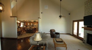 contemporary cathedral ceiling living room