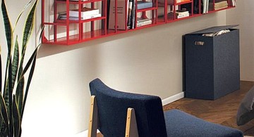 contemporary red elegant wall shelves