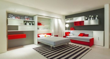 convertible bed designs in red and white