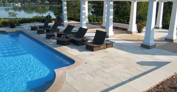 elegant pool deck stone