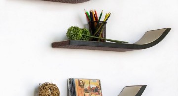 elegant wall shelves with slight curve in the end