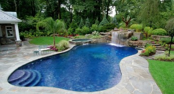 freeform pool with waterfalls for pools inground