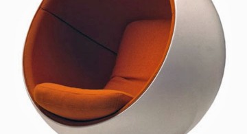 futuristic white and orange round reading chair