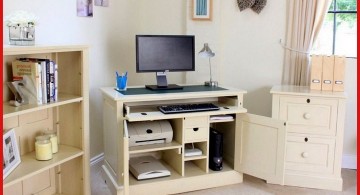 hideaway desk designs in white for corner space