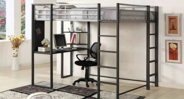 industrial minimalist adult loft beds with desk