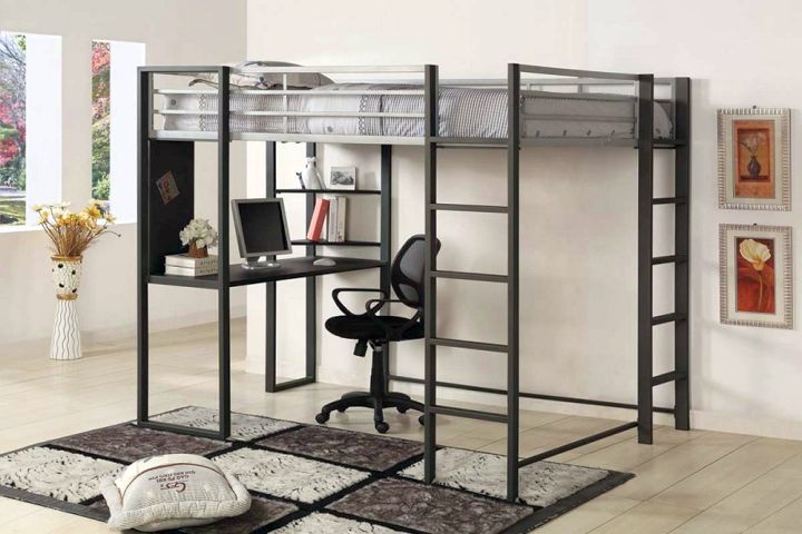 industrial minimalist adult loft beds with desk