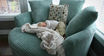 large teal round reading chair