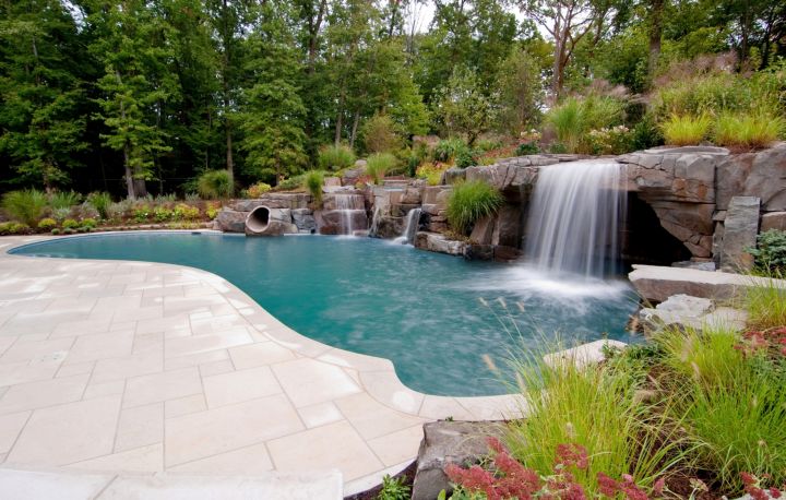 large waterfalls for pools inground