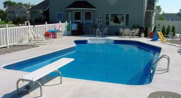 lazy l pool designs with slide and jumping board