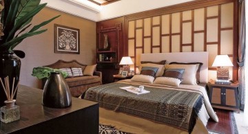 modern asian bedroom with Asian paper door panel