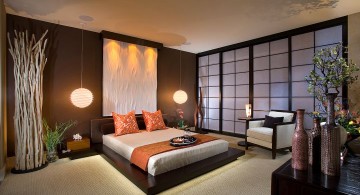 modern asian bedroom with paper doors