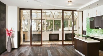 modern sliding glass door designs with wooden floor