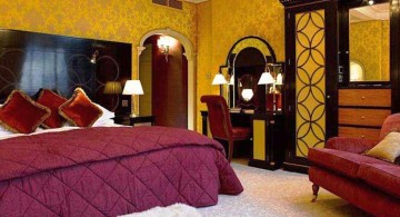 most romantic bedrooms in gold and purple
