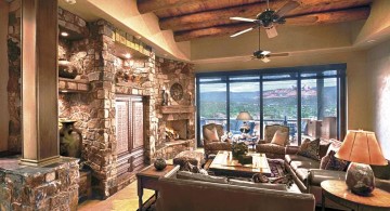 rustic tuscan living room designs with ceiling fan