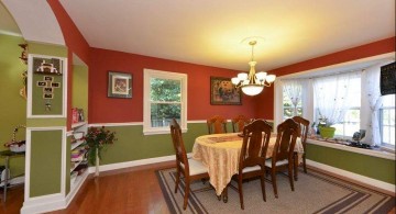 separator bookshelves in dining room