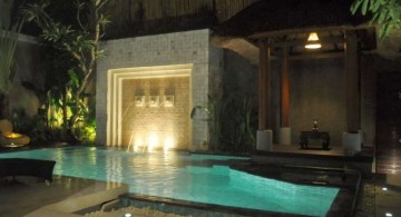 swimming pools for small spaces with waterfall and Balinese gazebo