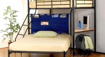 thin black frame adult loft beds with desk